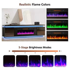 Meuble TV Skyzoo avec foyer électrique intégré, pour téléviseurs jusqu'à 80 pouces, avec lumières LED et 4 prises CA, console TV pour salon