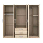 Armoire 6 portes en bois avec tiroirs pour chambre à coucher