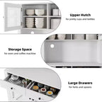 Armoire de cuisine avec support pour micro-ondes, armoire de type « hutch » avec buffet et étagères réglables, pour la cuisine et la salle à manger