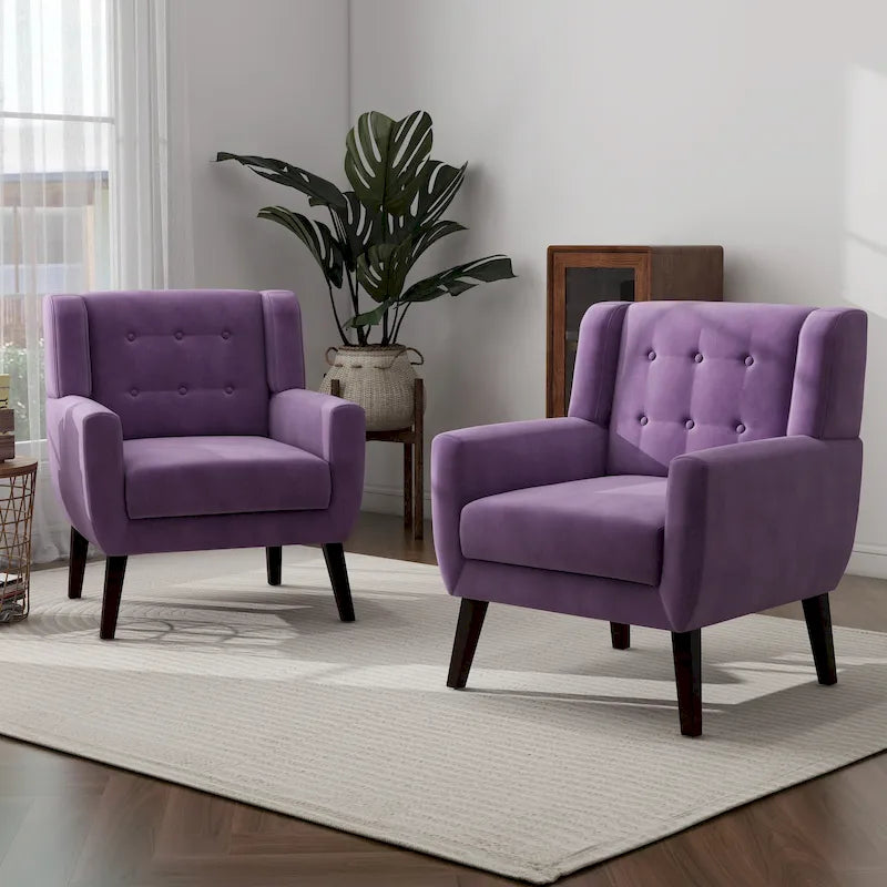 Lot de 2 fauteuils de salon en velours avec accoudoirs