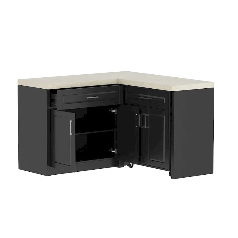 Meuble d'angle de cuisine efficace, îlot de cuisine en L : Grand espace de rangement avec tiroirs à glissière fluide, comptoir UV