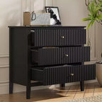 Heynemo Commode 3 Tiroirs, Table de Chevet en Bois Peint de 76 cm de Haut avec Rangement, Grande Commode Moderne avec Coulisses à Roulement à Billes