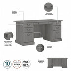 Bureau de direction Bush Furniture Saratoga avec tiroirs et rangements