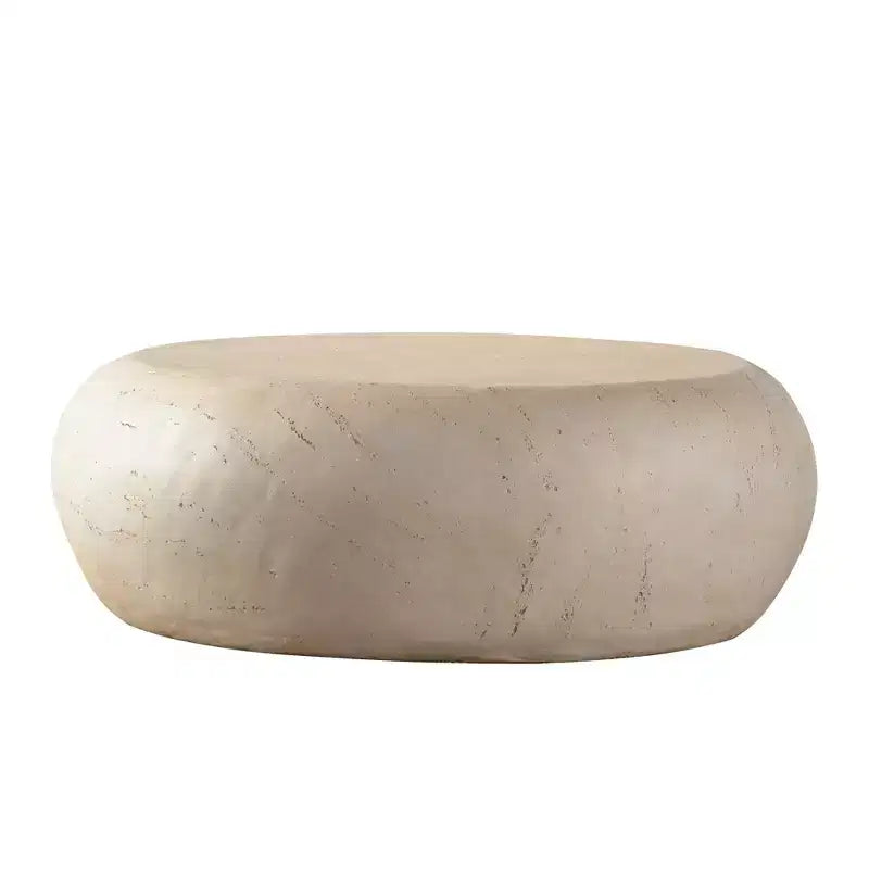 Table basse ronde en MgO au design imitation pierre pour salons de style Mid-Century