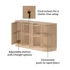 Buffet en bois massif Plank+Beam Contour avec 3 portes, meuble TV 59 po pour salon