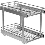 Organisateur de placard coulissant à 2 niveaux en métal robuste avec garantie limitée à vie - Fini chrome antirouille