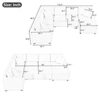 Canapé d'angle en chenille convertible, canapé-lit en forme de L avec pouf de rangement, 3 oreillers et dispositifs de charge