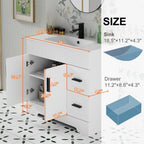 Meuble-lavabo de salle de bain Wavy Line 30/36/48 avec évier et robinet