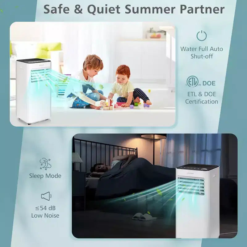 Climatiseur portable 3-en-1 Costway 8000 BTU avec ventilateur, déshumidificateur et mode veille