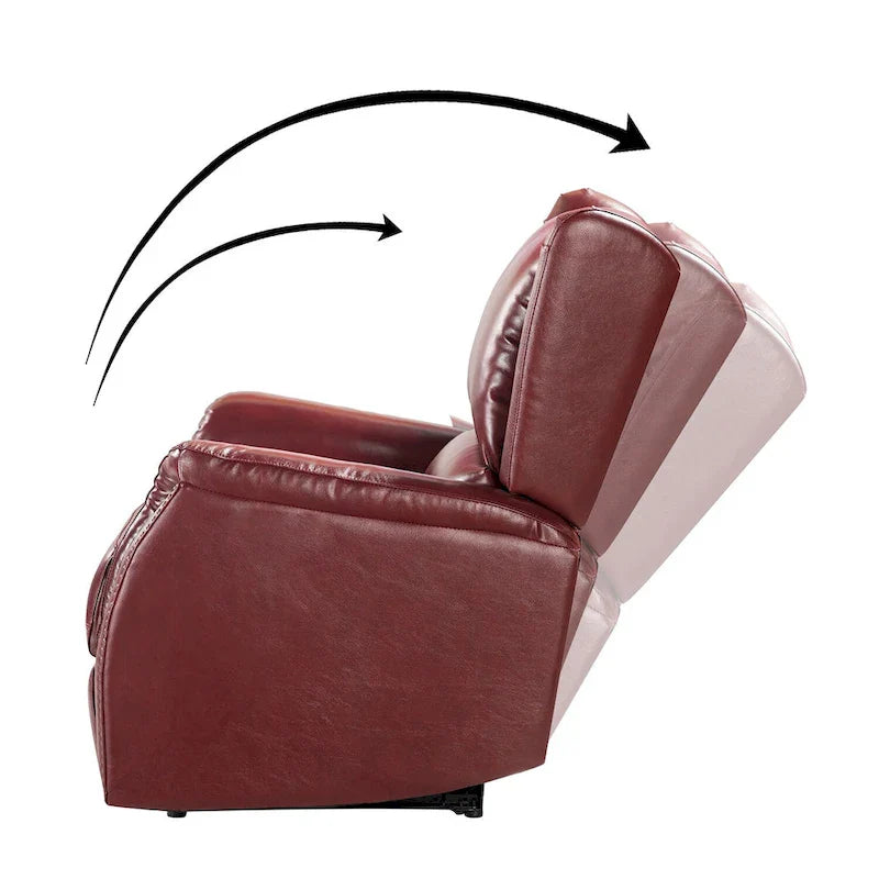 Fauteuil inclinable électrique en cuir véritable avec port USB – Ensemble de 2 fauteuils à oreilles cloutés