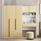 Armoire-penderie 3-en-1 avec coiffeuse, ensemble de bureau, armoire de chambre avec 2 tiroirs, armoire-penderie à 3 portes avec espace de rangement