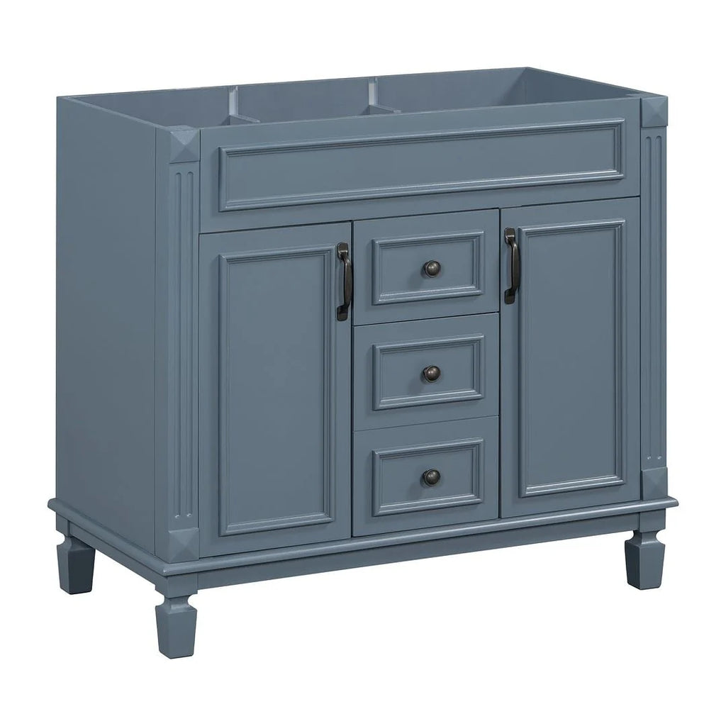 Meuble-lavabo de salle de bain moderne de 91 cm avec lavabo et armoire de toilette, 2 portes et 2 tiroirs
