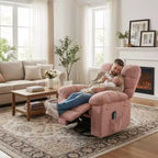 Fauteuil de massage inclinable et chauffant – Fauteuil à bascule pivotant à 360°, canapé simple surdimensionné avec vibration, port USB et poches de rangement pour salon/chambre