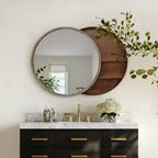 GDFStudio Norvyn Miroir mural rond 23,6 po avec armoire de rangement coulissante