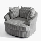 Lot de 2 fauteuils pivotants ronds surdimensionnés en velours côtelé moelleux de 43 po de large avec oreillers