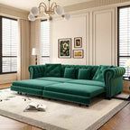 Canapé-lit gigogne 3-en-1 King Size Whisen Velvet et canapé convertible avec pouf mobile, design capitonné
