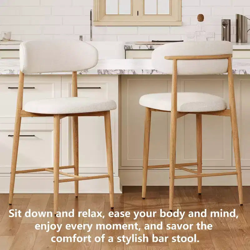 Tabouret de bar hauteur comptoir avec siège rembourré et pieds en métal, chaise d'îlot de cuisine moderne de 26,3 pouces