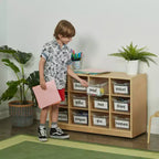 Meuble de rangement à roulettes Cubby avec 15 bacs à ouverture frontale, 3x4, Meuble pour enfants
