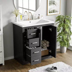 Meuble-lavabo simple de 76 cm avec armoire et 3 tiroirs – Noir / Bleu / Vert / Indigo / Blanc