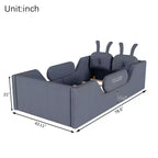 Lit plateforme double Whisen, cadre de lit rembourré pour enfants avec coussin lapin, barrières latérales amovibles