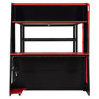 Lit mezzanine gaming complet Luxystar avec bureau, étagères de rangement et lumières