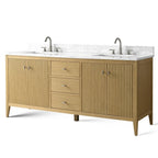 Meuble-lavabo de salle de bain Vanity Art 72 po à double vasque avec dessus en marbre reconstitué