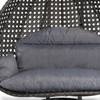 LeisureMod Fauteuil suspendu œuf 2 places avec support - Balançoire / hamac de patio en rotin osier pour extérieur/intérieur avec coussins