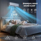 Climatiseur sans conduit bibloc ultra silencieux 42 dB | 12000 BTU 19 SEER avec pompe à chaleur | 3-en-1 : refroidissement, chauffage et déshumidification | Système de climatisation à onduleur 230 V blanc