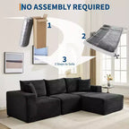Canapé moderne 108, canapé 3 places rembourré en forme de L avec oreillers, canapé à assise profonde, aucun assemblage requis