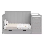 Lit de bébé et table à langer transformable 5-en-1 avec tiroir