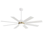 Ventilateur de plafond de 65 pouces à 8 pales noires avec lumière LED et télécommande