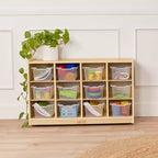 Meuble de rangement à roulettes Cubby avec 15 bacs à ouverture frontale, 3x4, Meuble pour enfants