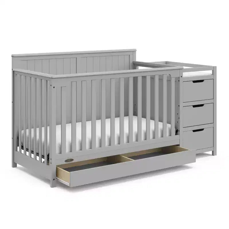 Lit de bébé et table à langer transformable 5-en-1 avec tiroir