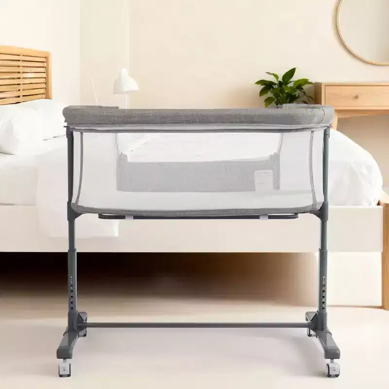 Berceau à roulettes – Beige / Gris / Rose, cododo, pour 1 bébé