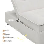 Canapé convertible 3 places 4-en-1 en lin 72,5" avec dossier réglable sur 5 niveaux et poche de rangement