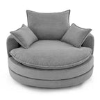 Fauteuil d'appoint pivotant à 360°, Fauteuil pivotant rond en forme de baril avec coussin pour salon