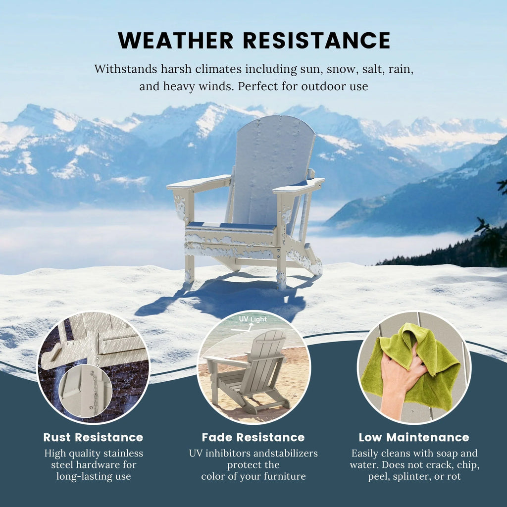 Chaise Adirondack pliante d'extérieur tout temps Polytrends Laguna résistante à la décoloration pour patio