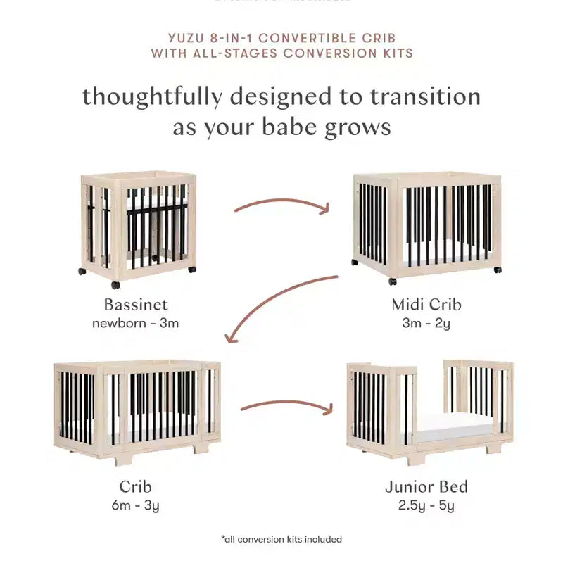Lit de bébé convertible 8-en-1 Yuzu de Babyletto avec kits de conversion toutes étapes