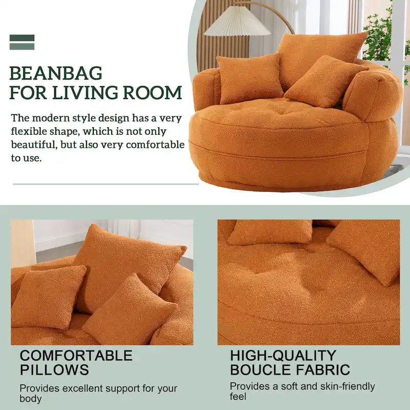 Fauteuil paresseux rond – Blanc/Bleu/Gris/Jaune/Orange/Rouge rosé/Bleu marine/Vert, Siège simple et double