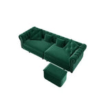 Canapé-lit gigogne 3-en-1 King Size Whisen Velvet et canapé convertible avec pouf mobile, design capitonné