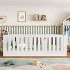 Lit Montessori double blanc avec barrières et porte – Bois massif, 1 enfant