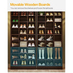 Meuble à chaussures haut 30 paires, étagère de rangement à chaussures en bois blanc 10 niveaux pour placard, entrée - 10 niveaux
