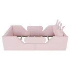 Lit plateforme double Whisen, cadre de lit rembourré pour enfants avec coussin lapin, barrières latérales amovibles