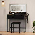 Coiffeuse avec miroir et lumières, miroir lumineux à LED, tiroirs de rangement spacieux pour produits cosmétiques et articles de toilette