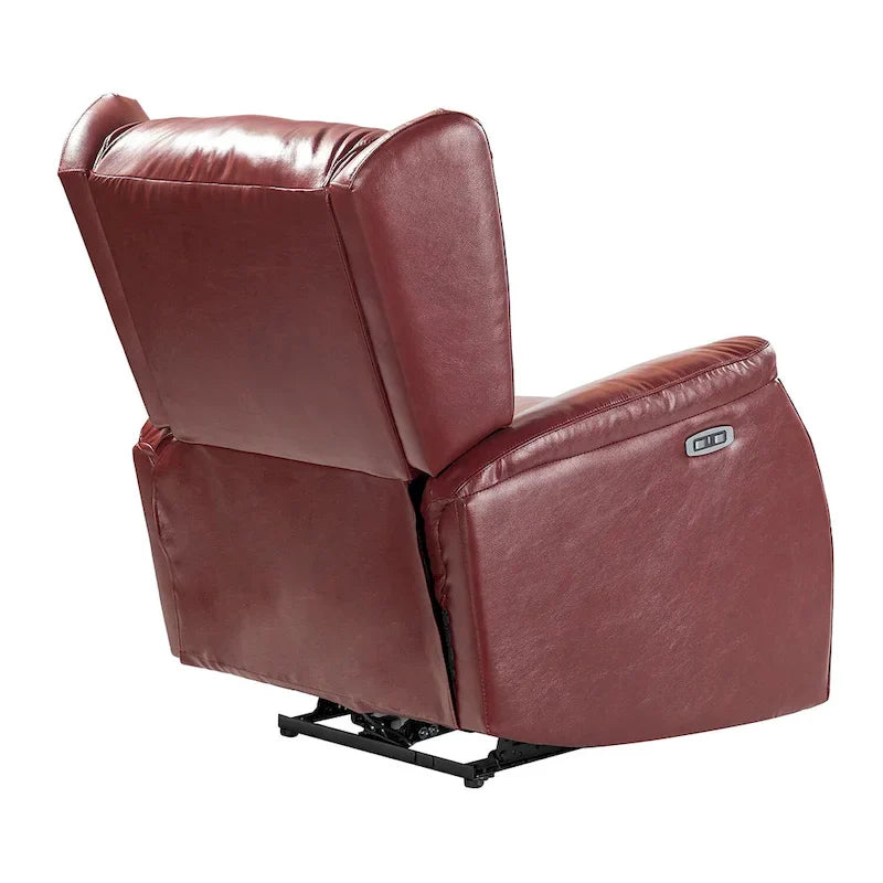 Fauteuil inclinable électrique en cuir véritable avec port USB – Ensemble de 2 fauteuils à oreilles cloutés
