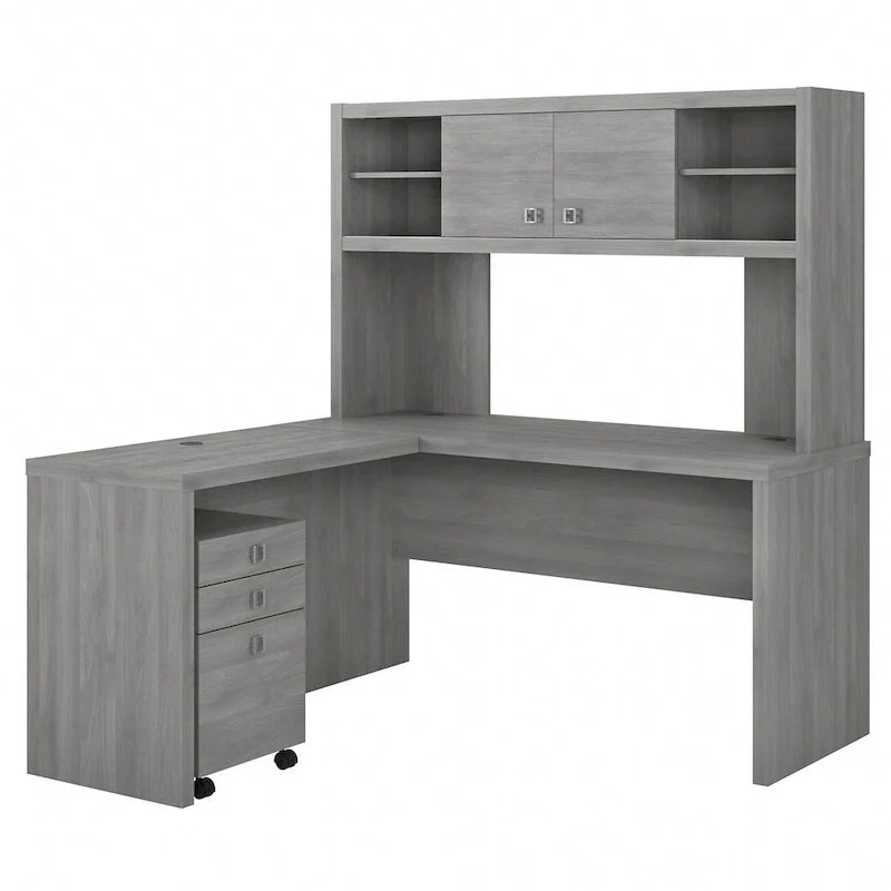 Bureau d'angle Echo avec huche et tiroirs