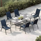 Chaises de patio, Lot de 4/6 chaises de salle à manger empilables d'extérieur en textilène léger résistant aux intempéries avec accoudoirs pour jardin, terrasse de piscine
