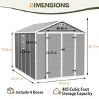Abri de jardin en résine toutes saisons avec plancher, 1,8 m x 1,2 m/1,8 m x 2,4 m/2,4 m x 1,8 m/2,4 m x 3 m, Spire Tool Shed