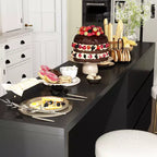 Desserte de buffet intelligente rotative/extensible avec 6 tiroirs, plan de travail étendu, tapis antidérapant, table à manger rotative, îlot de cuisine/garde-manger
