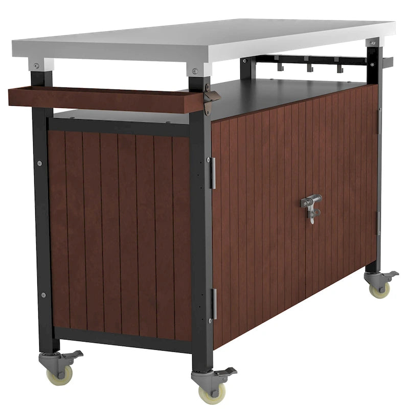 Chariot de barbecue extérieur avec plateau en acier inoxydable (sans tabouret)